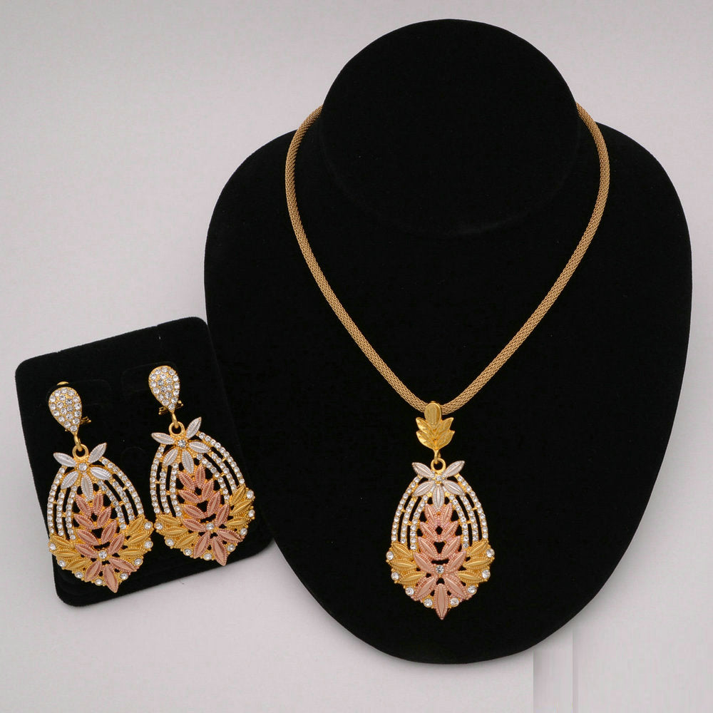 African Round Necklace Bracelet Dubai Gold Jewelry Sets