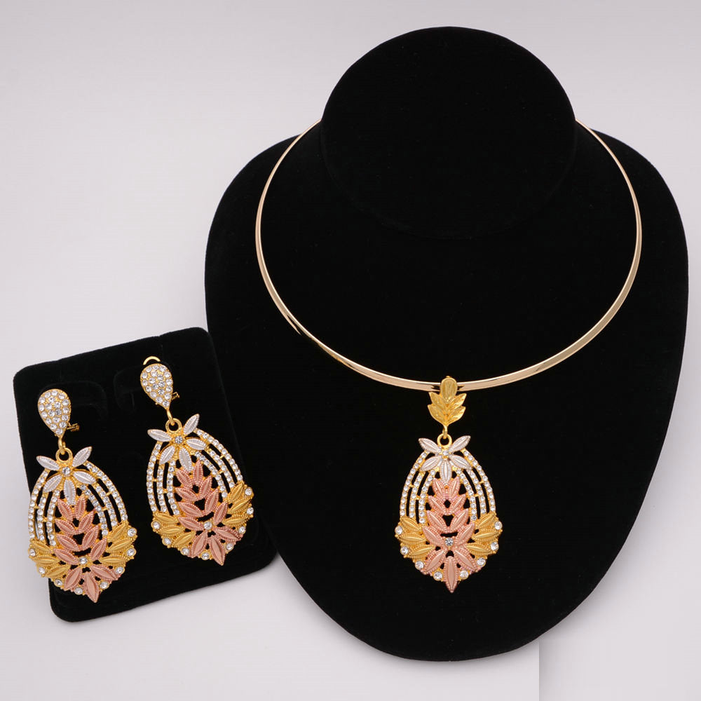 African Round Necklace Bracelet Dubai Gold Jewelry Sets