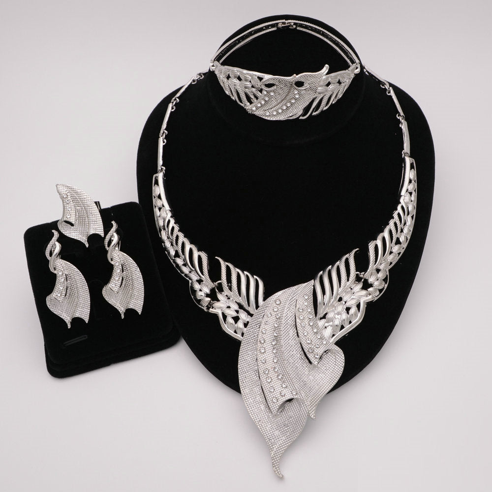 Nigerian Wedding African Necklace Bracelet Earring Ring Jewelry Set