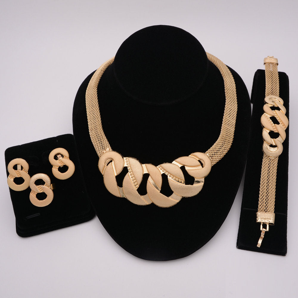 Nigerian Wedding African Necklace Bracelet Earring Ring Jewelry Set