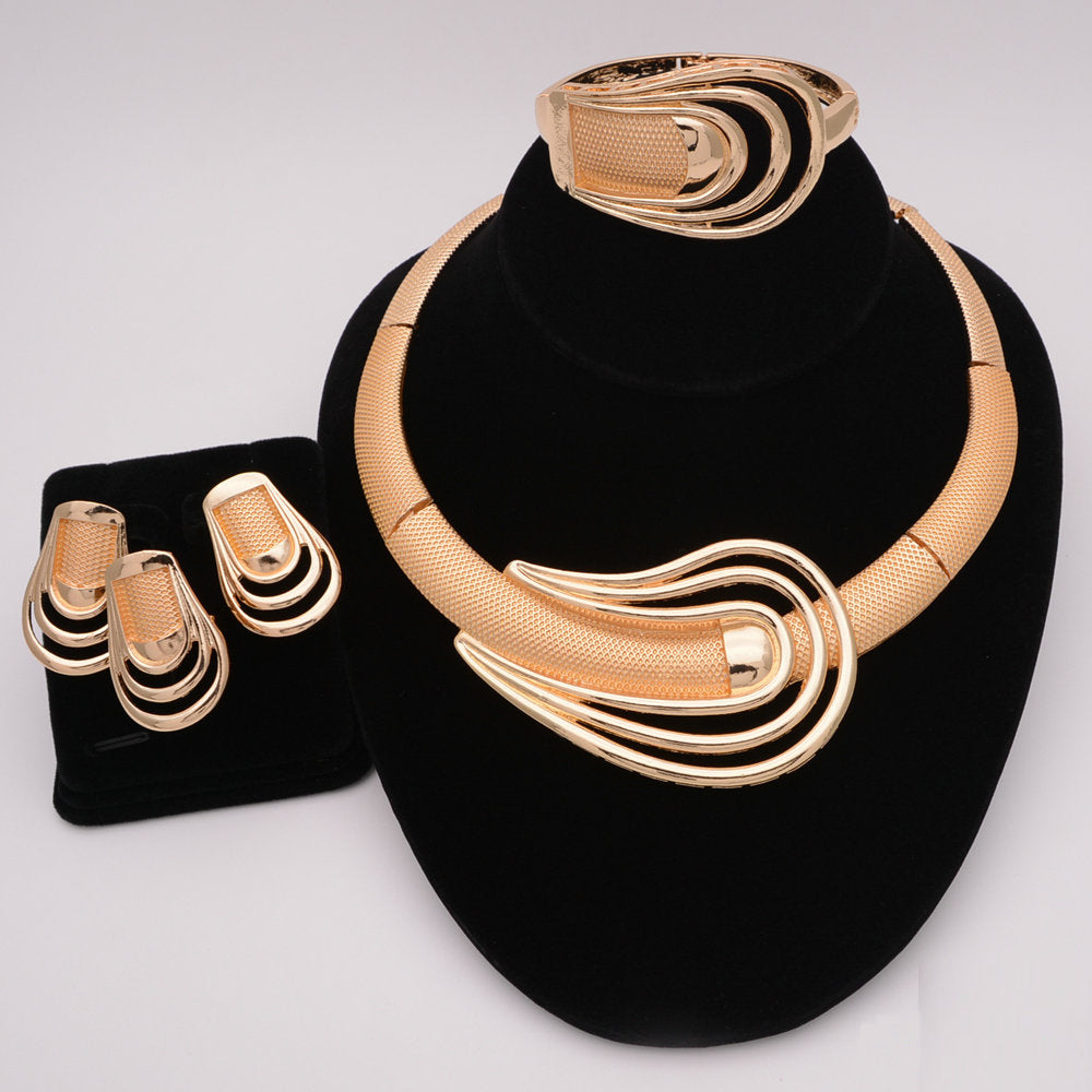 Nigerian Wedding African Necklace Bracelet Earring Ring Jewelry Set