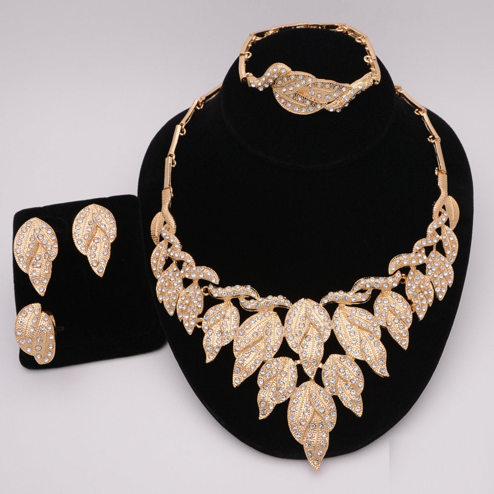 Nigerian Wedding African Necklace Bracelet Earring Ring Jewelry Set