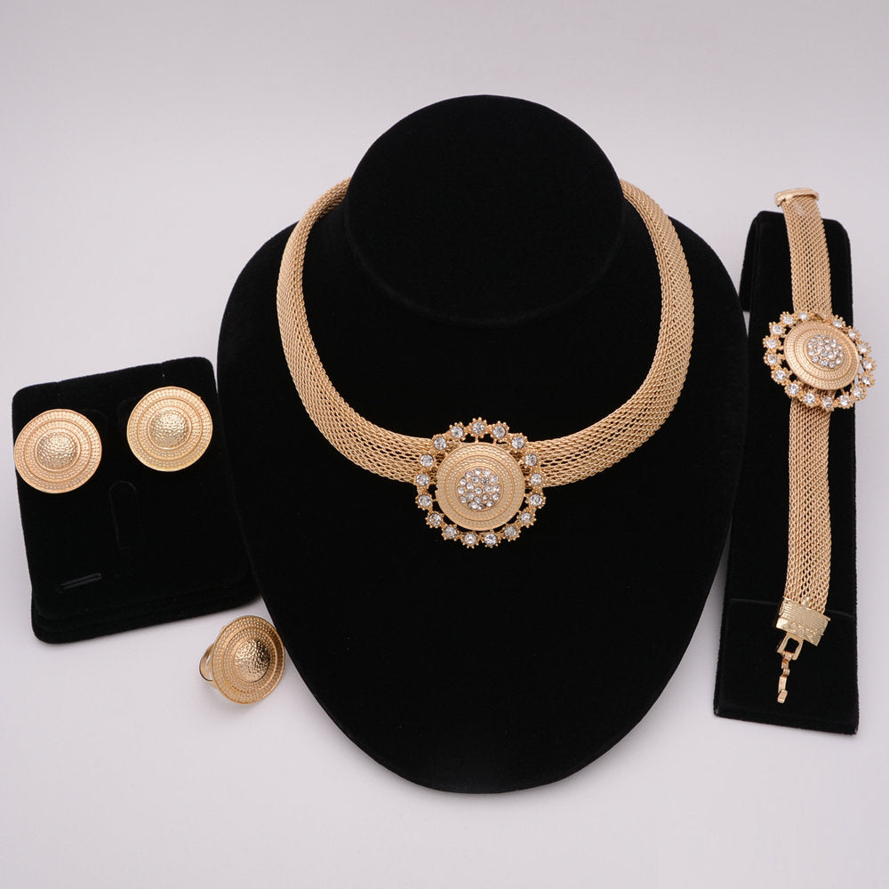 Nigerian Wedding African Necklace Bracelet Earring Ring Jewelry Set