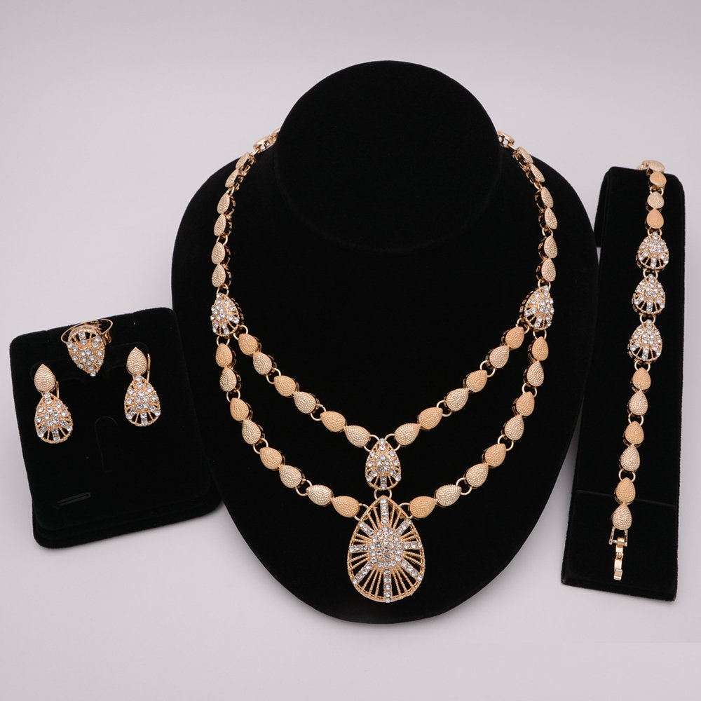 Nigerian Wedding African Necklace Bracelet Earring Ring Jewelry Set