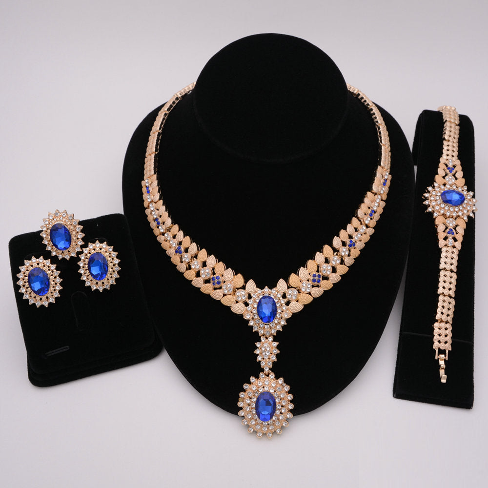 Nigerian Wedding African Necklace Bracelet Earring Ring Jewelry Set
