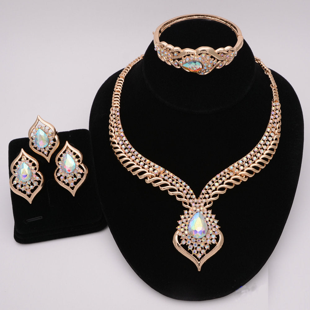 Nigerian Wedding African Necklace Bracelet Earring Ring Jewelry Set