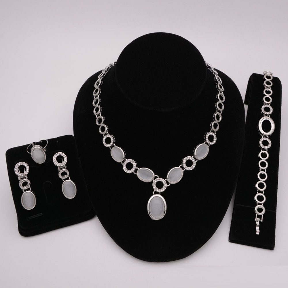 Nigerian Wedding African Necklace Bracelet Earring Ring Jewelry Set