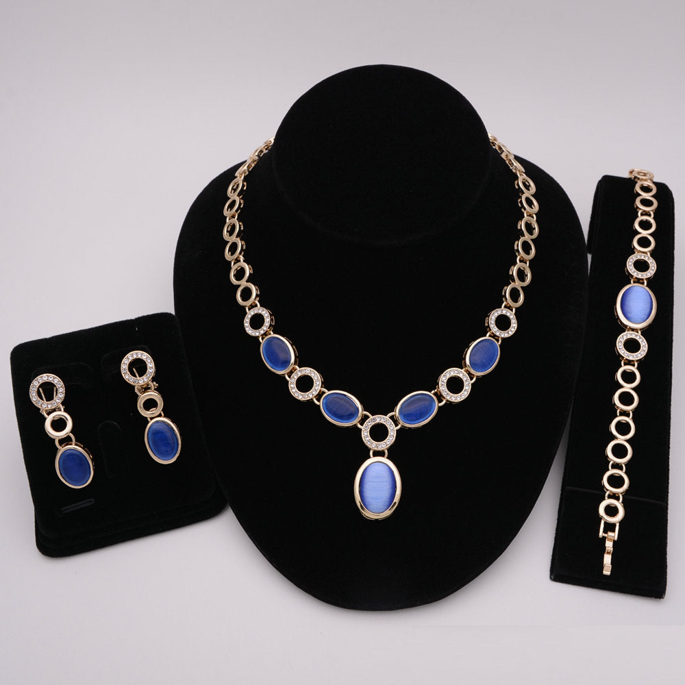 Nigerian Wedding African Necklace Bracelet Earring Ring Jewelry Set