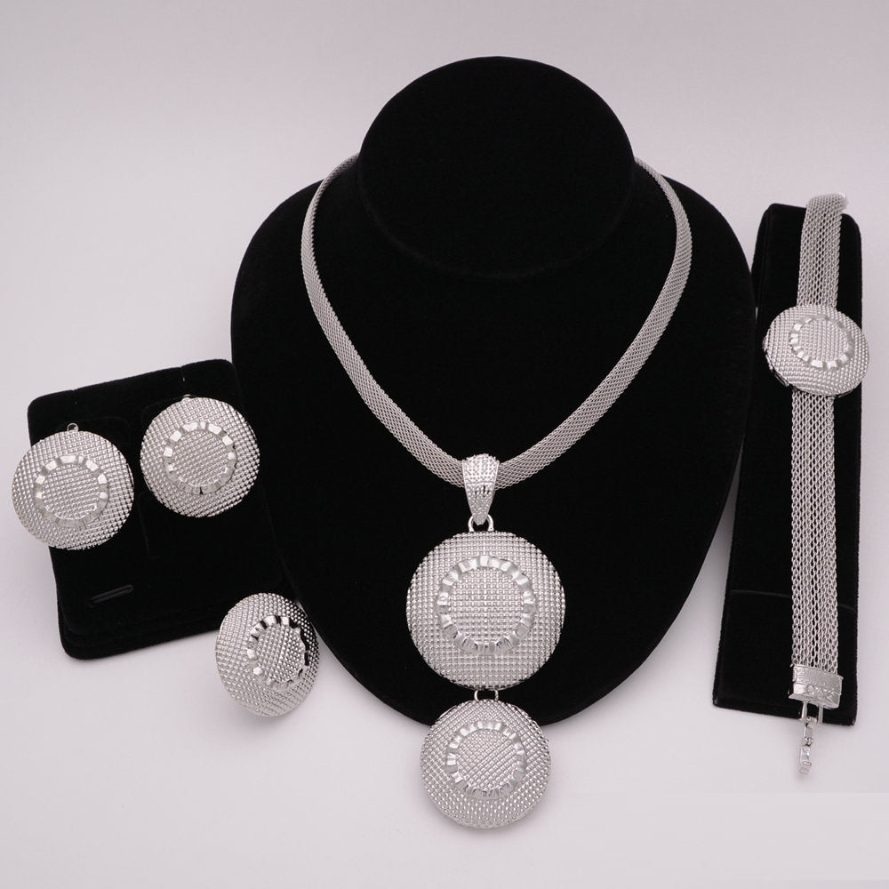 Nigerian Wedding African Necklace Bracelet Earring Ring Jewelry Set