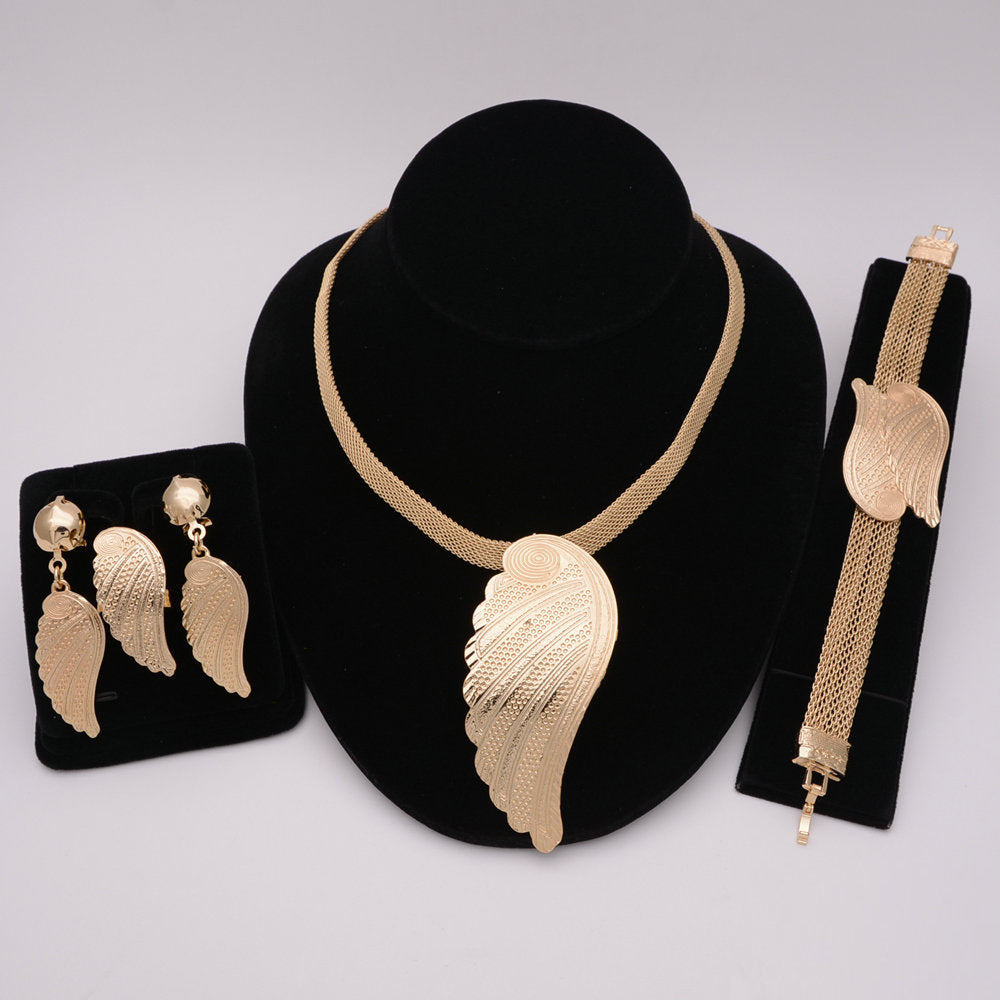 Nigerian Wedding African Necklace Bracelet Earring Ring Jewelry Set