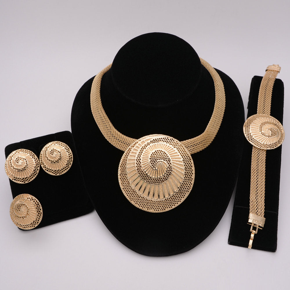 Nigerian Wedding African Necklace Bracelet Earring Ring Jewelry Set
