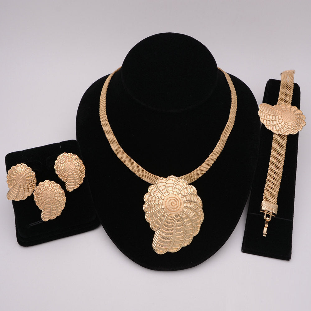 Nigerian Wedding African Necklace Bracelet Earring Ring Jewelry Set