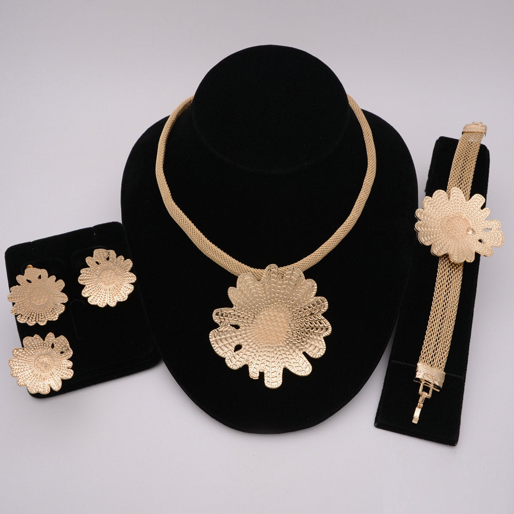 Nigerian Wedding African Necklace Bracelet Earring Ring Jewelry Set
