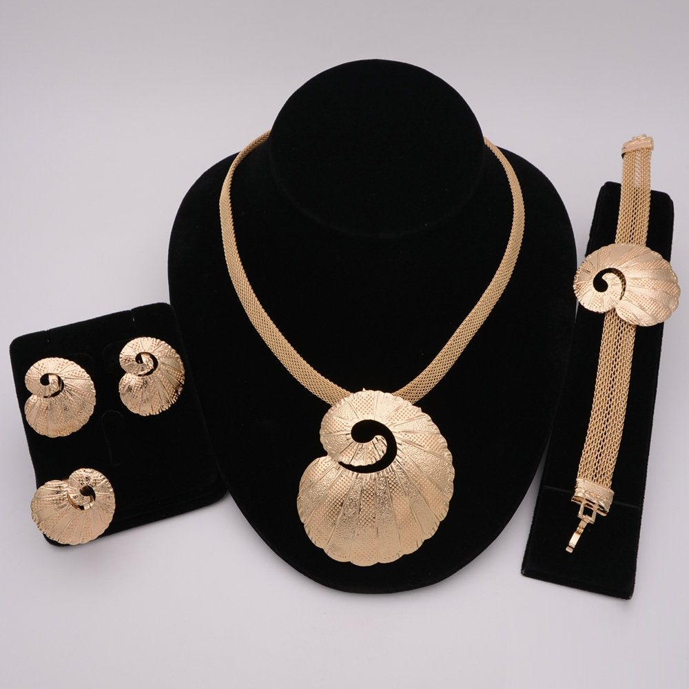 Nigerian Wedding African Necklace Bracelet Earring Ring Jewelry Set