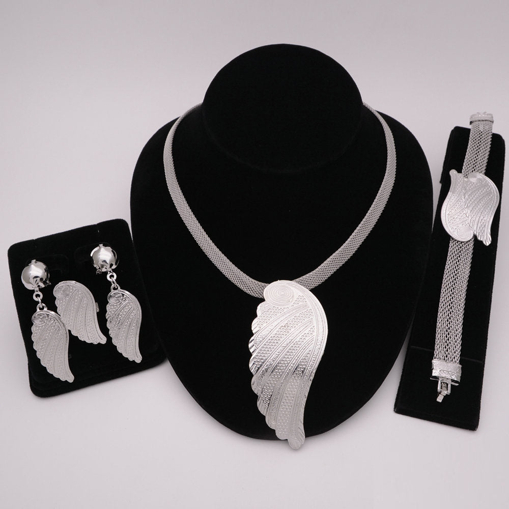 Nigerian Wedding African Necklace Bracelet Earring Ring Jewelry Set