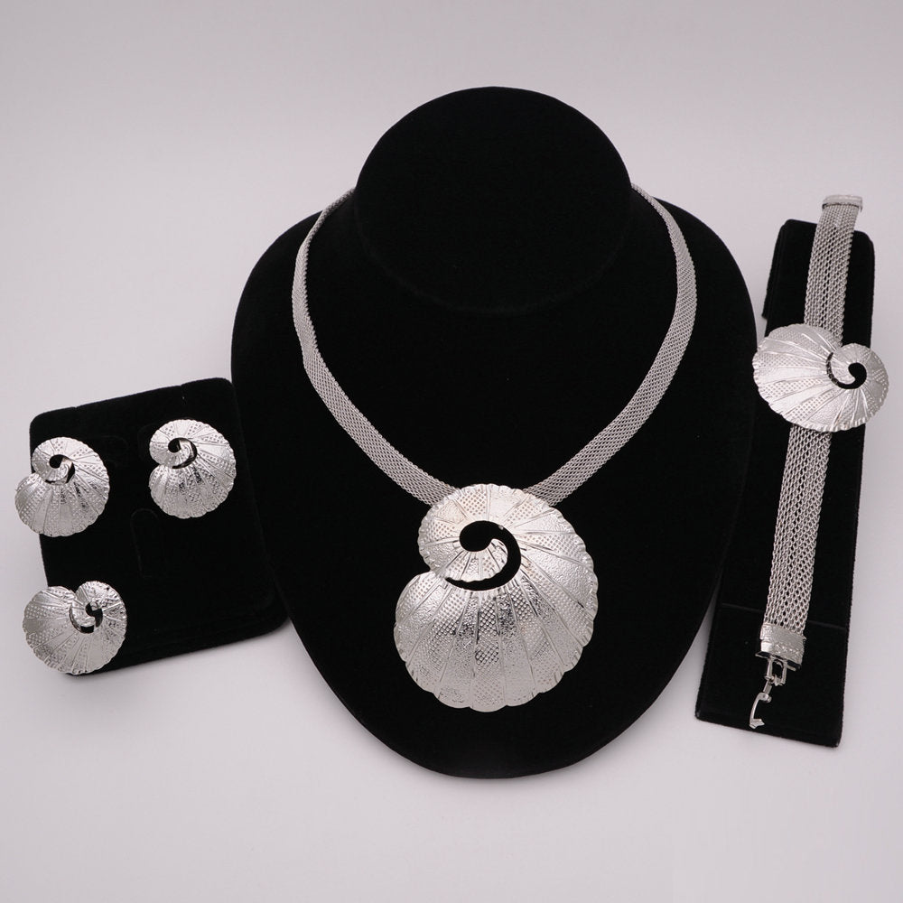 Nigerian Wedding African Necklace Bracelet Earring Ring Jewelry Set