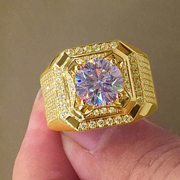 Fashion Gold 2.0 Carat White Crystal CZ Ring For Women