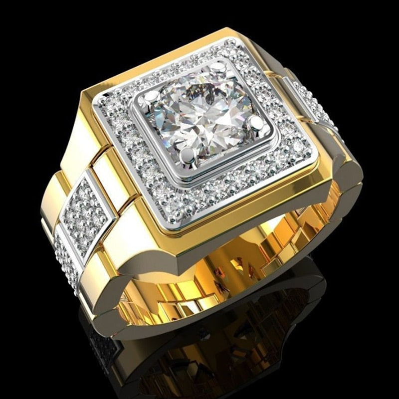 Fashion Gold 2.0 Carat White Crystal CZ Ring For Women