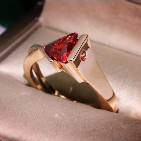 Fashion New Ring With Red Stones For Women Vintage Crystal Zircon Rings