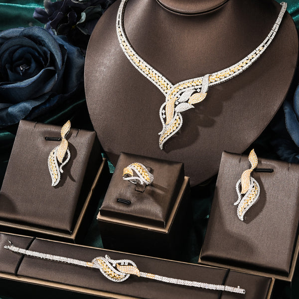 4PCS Luxury African Jewelry Set For Women Wedding Bridesmaid Jewelry Sets