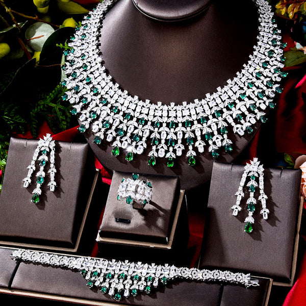 4PCS Luxury WATERDROP Big Statement Jewelry set For Women