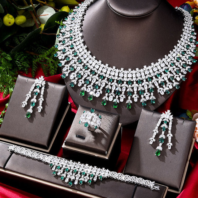 4PCS Luxury WATERDROP Big Statement Jewelry set For Women