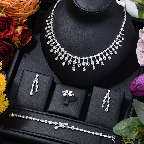 4PCS Luxury WATERDROP Mixed Big Statement Jewelry set For Women