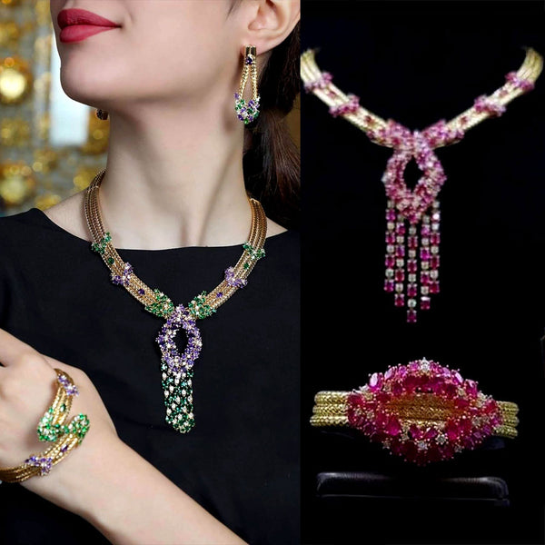 BIG Fashion 4PCS Luxury Tassel African Jewelry Set For Women