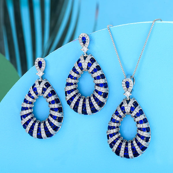Big Fashion Luxury 2PC Necklace Earring Sets Jewelry Set For Women