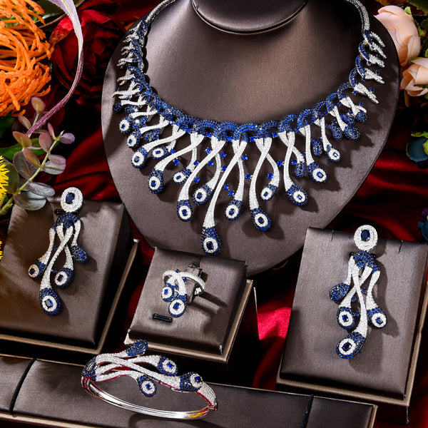 Big Fashion Luxury 4PCS Peacock Tail Nigerian Jewelry Set For Women