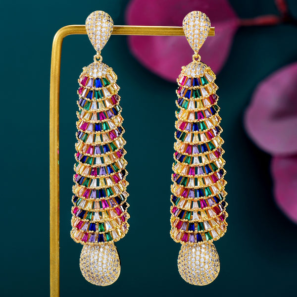 Big Fashion Luxury Baguette CZ Statement Jewelry Set For Women