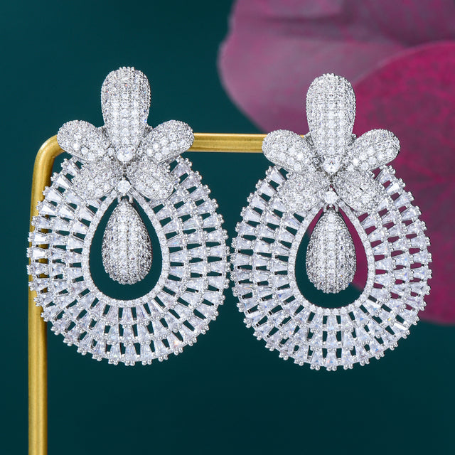 Big Fashion Luxury Flower Wreath Statement Jewelry Set For Women