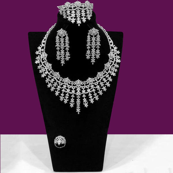 4pcs Bridal Zirconia Necklace earring Sets For Women