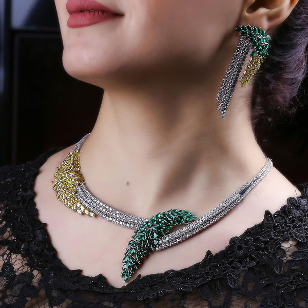4pcs Bridal Zirconia Necklace earring Sets For Women