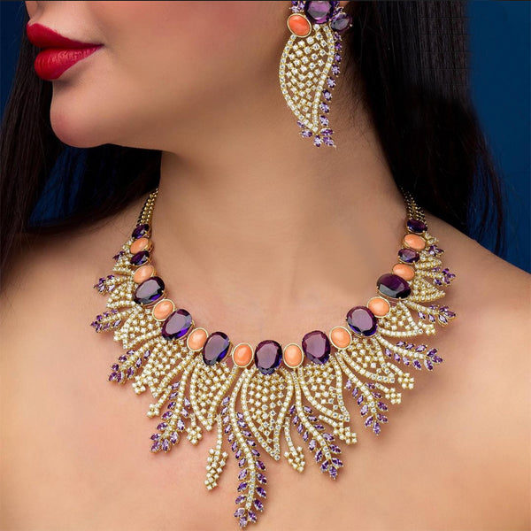 4PC Yellow CZ Luxury African Jewelry Set For Women Wedding Party