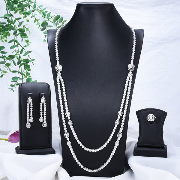 4PCS Clear CZ Luxury UAE Jewelry Set For Women