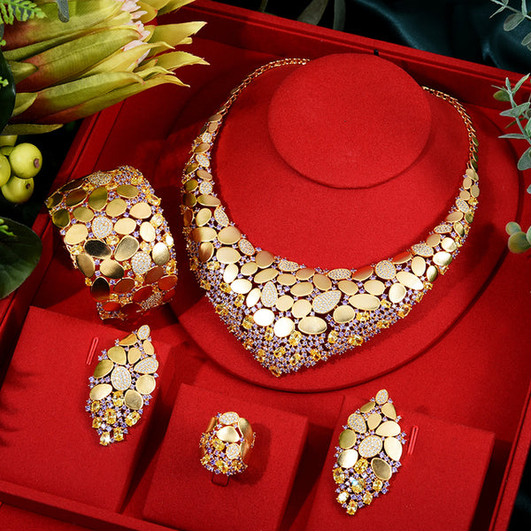 Bling Sequins Luxury Africa Dubai Jewelry Sets For Women