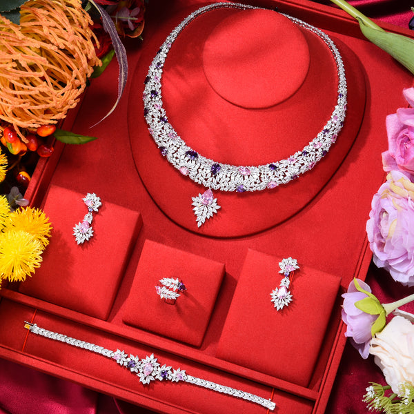 Famous Brand Green CZ Luxury African Jewelry Sets For Women