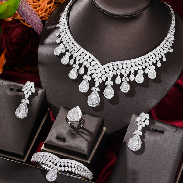 Luxury African/Indian  Zircon Crystal Dubai Bridal Jewelry Set Gift