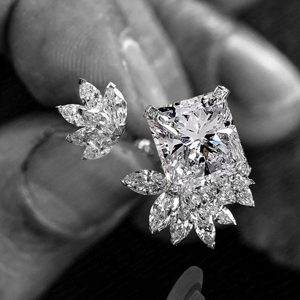 2PC Jewelry Set For Women Wedding EARRING Ring Set Yellow Cubic Zircon Crystal