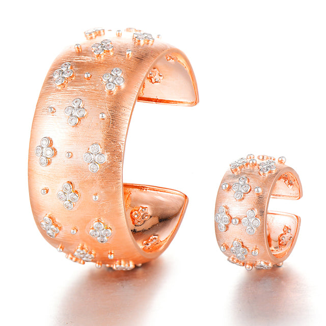 Luxury 3PC Bracelet Ring Earring  Wedding Bridal Cubic Zirconia Dubai PARTY Jewelry Sets