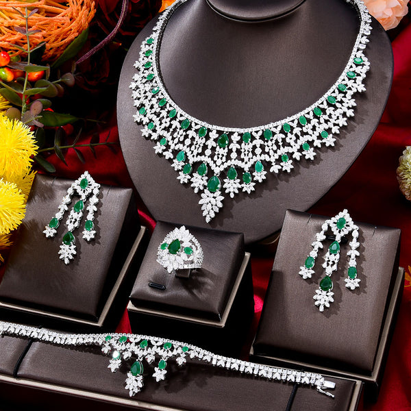 Luxury Princess 4PCS Indian Kundan Bridal Jewelry Set For Women