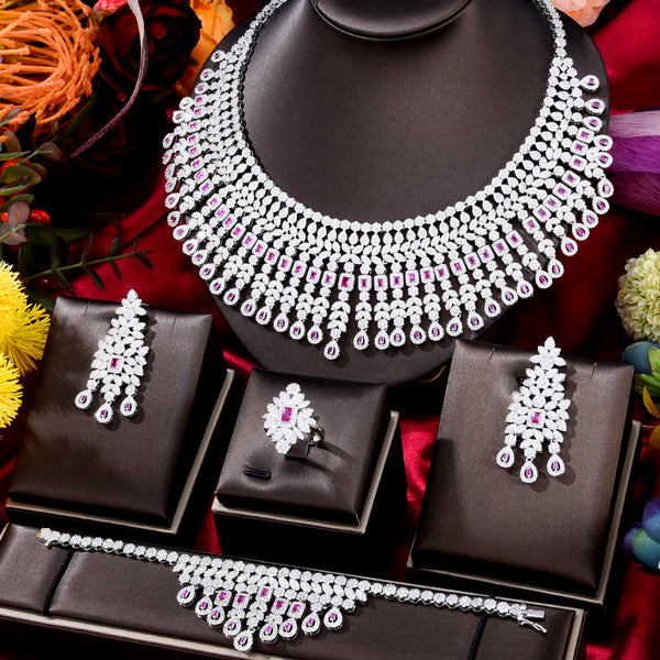High Jewelry Luxury Princess 4PCS Indian Kundan Bridal Jewelry Set