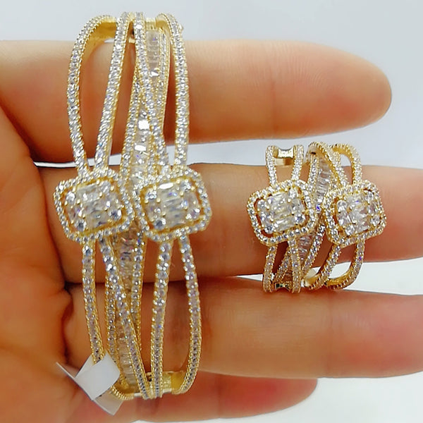 Luxury 2PCS Dubai Bangle Ring Set Fashion Jewelry Sets For Women