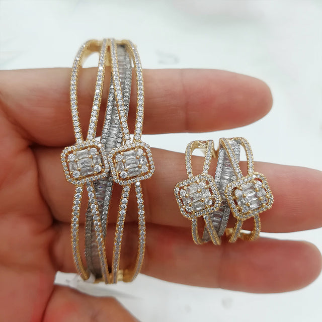 Luxury 2PCS Dubai Bangle Ring Set Fashion Jewelry Sets For Women