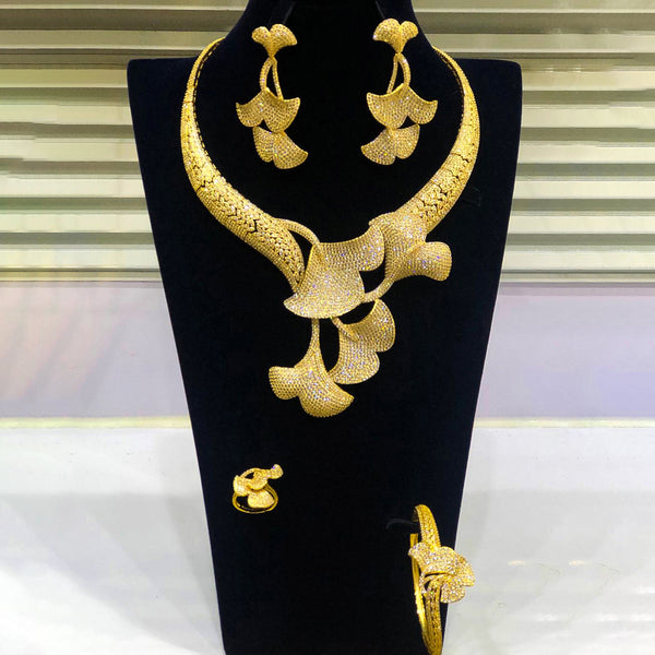 Luxury African Ginkgo Leaves  Jewelry Sets For Women