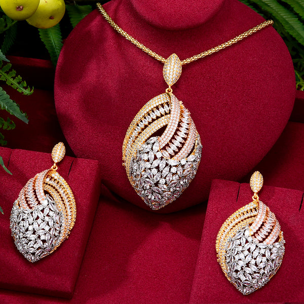 Luxury Big Bold Nigerian Necklace Earring Jewelry Sets For Women