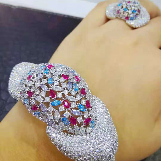 Luxury Disco Ball African Bangle Ring Set Fashion Jewelry Sets For Women