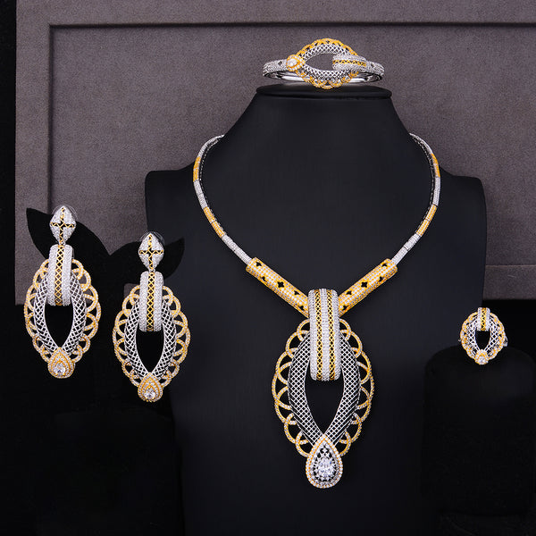 Luxury Party Square 4PCS Nigerian Jewelry Set For Women
