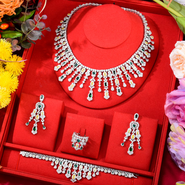 Luxury Princess 4PCS Tassels Statement Jewelry Set For Women